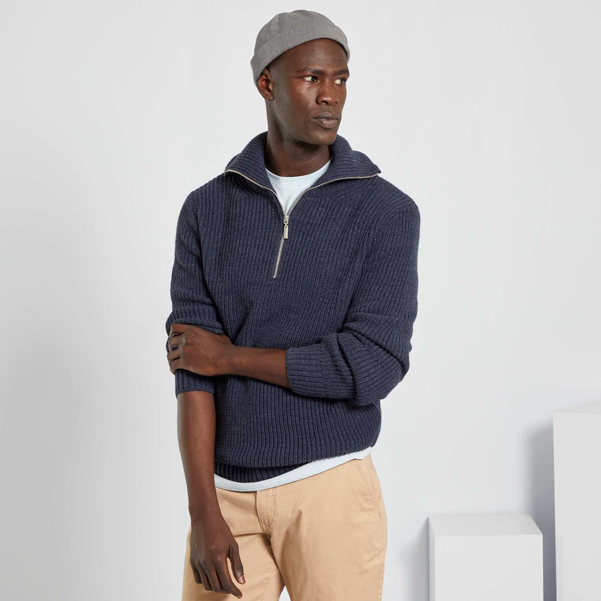 بافت نیم زیپ مردانه کیابی Kiabi YZ179