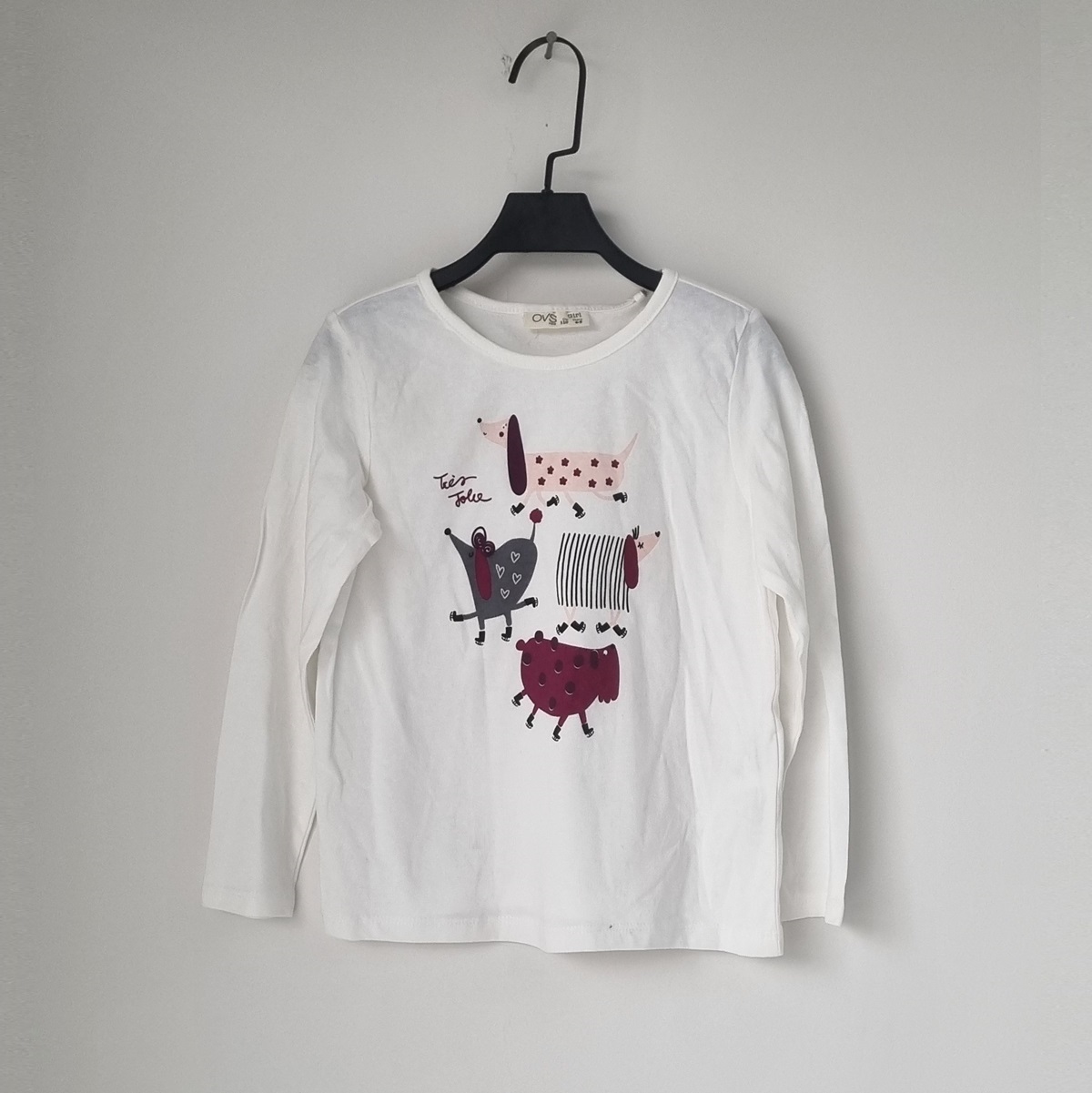 تیشرت آستین بلند دخترانه او وی اس OVS 9497 طرح حیوانات